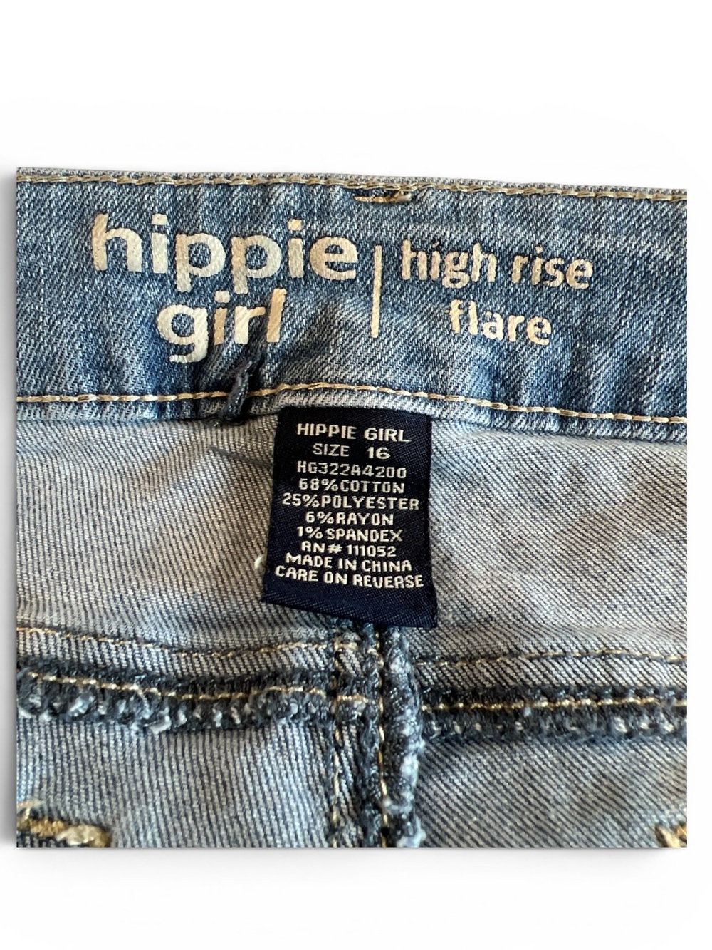 Hippie Girl Jeans Size 16 Blue Denim High Rise Flare Girls Jeans - Picture 3 of 6